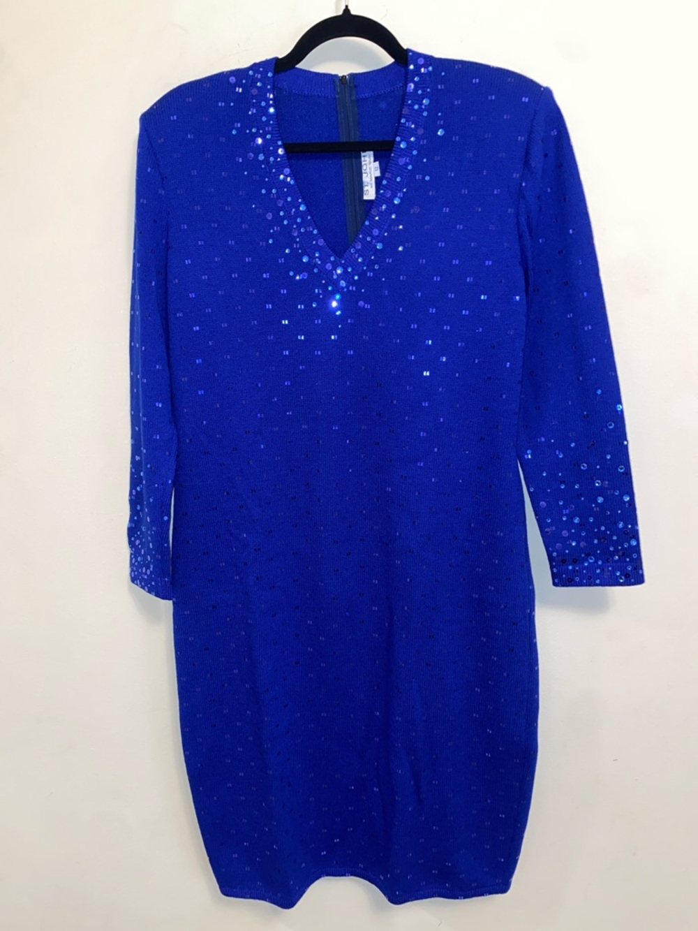 St. John Blue Dress Crystals and Pailletes 12